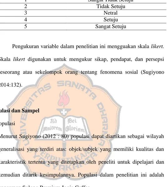 Tabel 3.2 Skala Pengukuran 