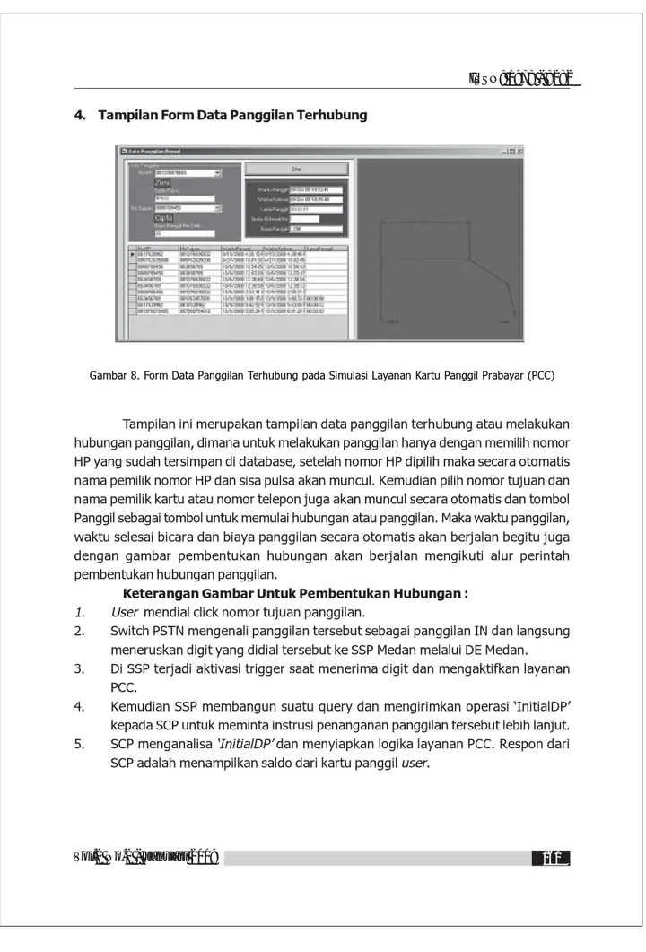 Gambar 8. Form Data Panggilan Terhubung pada Simulasi Layanan Kartu Panggil Prabayar (PCC)