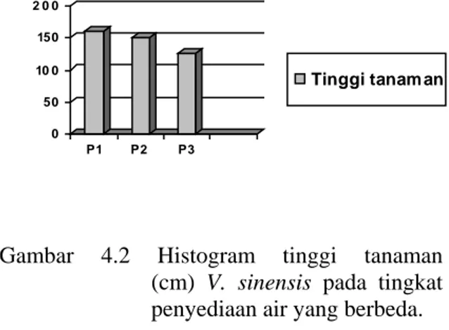 Gambar  4.2  Histogram  tinggi  tanaman                  (cm)  V. sinensis pada tingkat