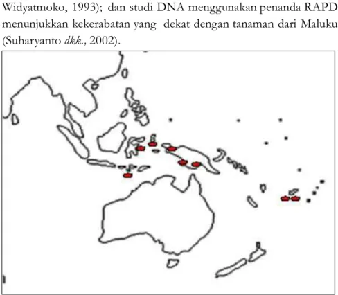 Gambar 2.   Distribusi alam sengon (Falcataria moluccana) 