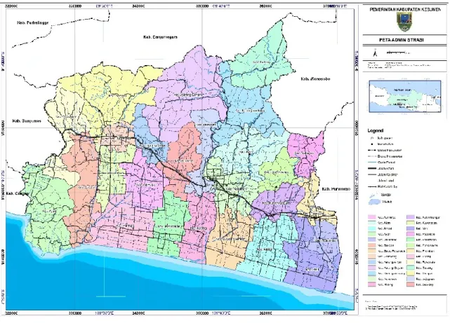 Gambar 2. 1 Peta Administrasi Kabupaten Kebumen 