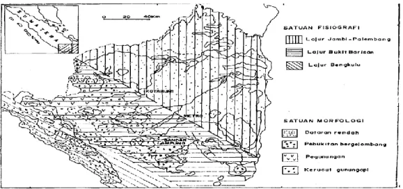 Gambar 2. Peta Fisiografi daerah Lampung (Mangga, 1993) 