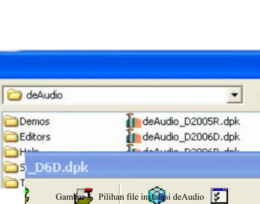 Gambar 4. Tampilan paket pustaka deAudio  Gambar 3.  Pilihan file instalasi deAudio 
