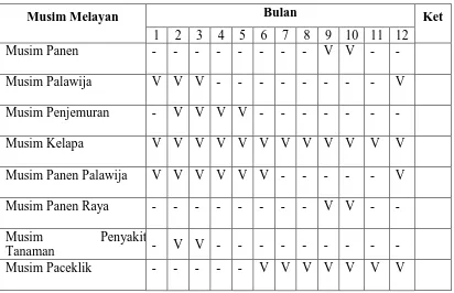 Table 3 ; kalender Musim Pertaniaan di Desa Silo Baru 