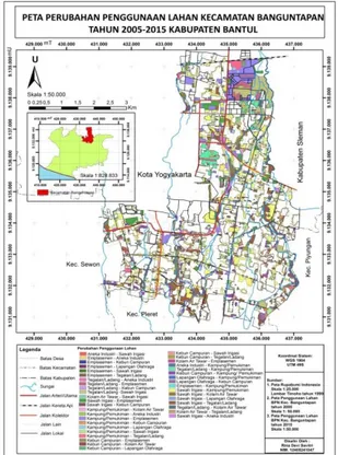 Tabel 4. Perubahan penggunaan lahan  berdasarkan jenis penggunaan di  Kecamatan Banguntapan 2005-2015 