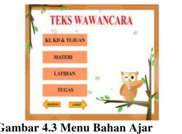 Gambar 4.3 Menu Bahan Ajar
