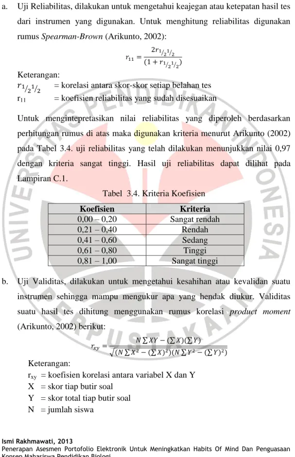 Tabel  3.4. Kriteria Koefisien 