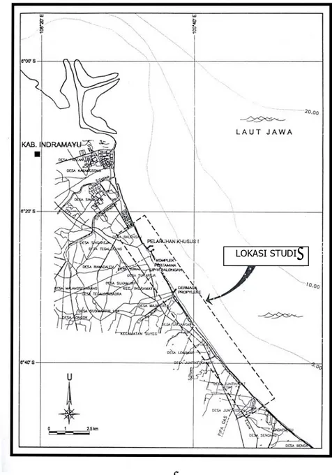 Gambar 4. Lokasi Pantai Indramayu yang menjadi daerah studi LOKASI STUDI