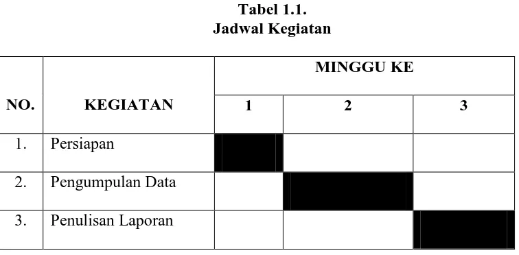 Tabel 1.1. Jadwal Kegiatan 