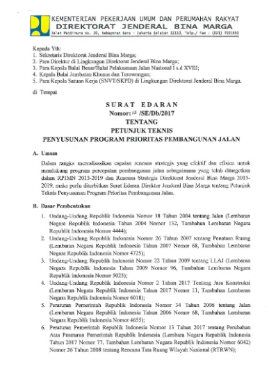 LAMPIRAN SURAT EDARAN DIREKTORAT JENDERAL BINA MARGA TENTANG PETUNJUK ...