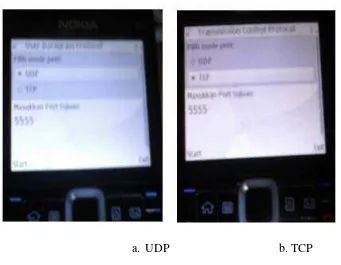 Gambar 4.1 Tampilan UDP dan TCP pada Nokia E-63 