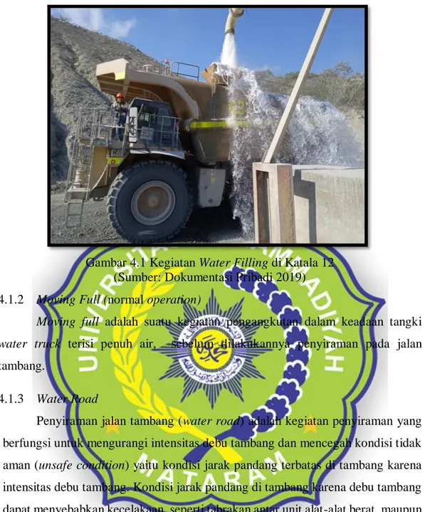Gambar 4.1 Kegiatan Water Filling di Katala 12  (Sumber: Dokumentasi Pribadi 2019)  4.1.2  Moving Full (normal operation) 