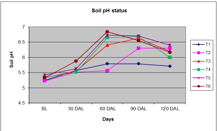 Figure 2: Soil pH status before liming and at different days after liming  