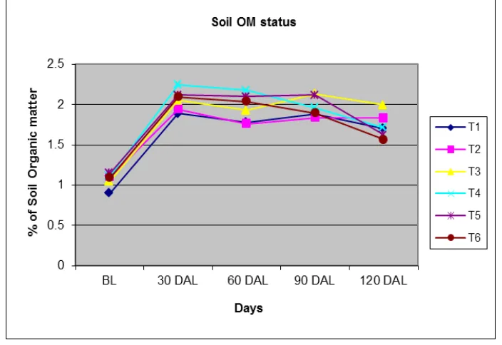 Figure 3: Soil OM status before liming and at different days after liming 
