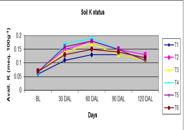 Figure 7: Soil K status before liming and at different days after liming 