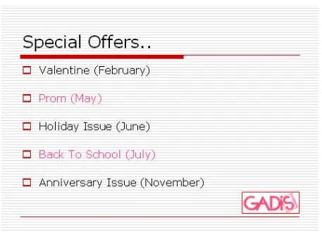 Gambar 3.5 Data special offers majalah GADIS  