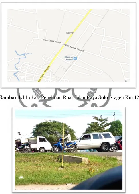Gambar 1.1 Lokasi Penelitian Ruas Jalan Raya Solo-Sragen Km.12 