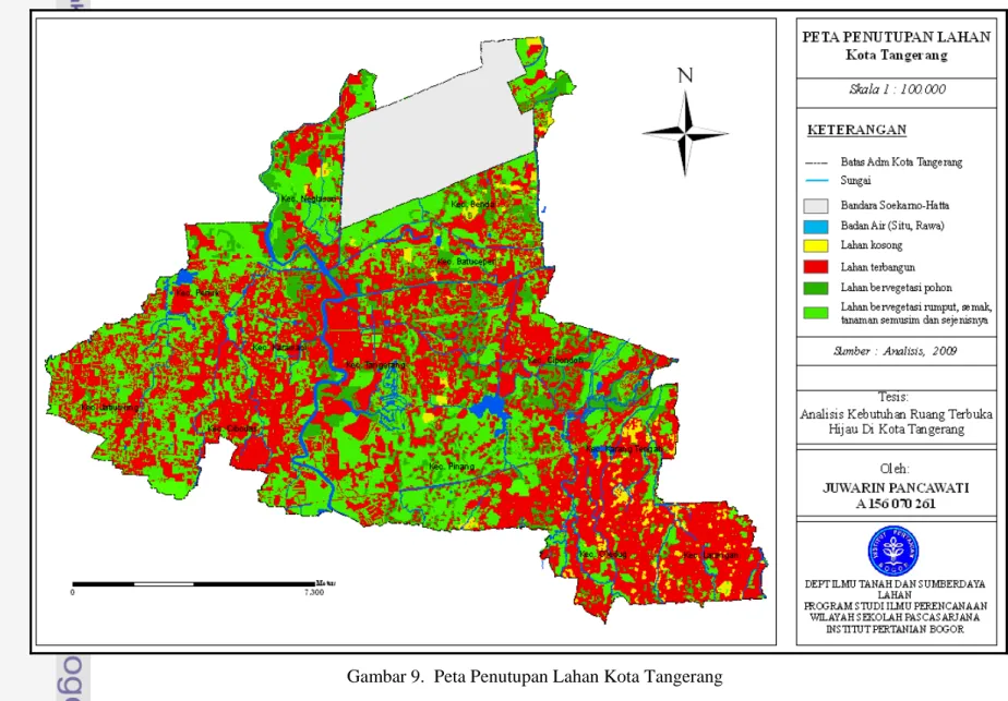 Gambar 9.  Peta Penutupan Lahan Kota Tangerang 