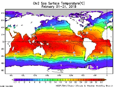 Gambar 6. Rata-rata Suhu Muka Laut Februari 2018 