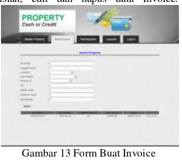 Gambar 13 Form Buat Invoice 