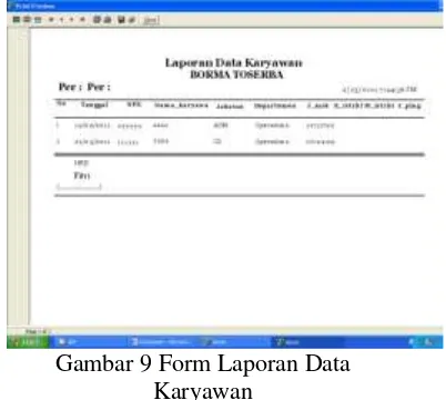 Gambar 9 Form Laporan Data 
