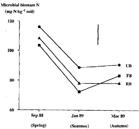 Fig. 2 Effects of soil sampling depth on microbial biomass N 