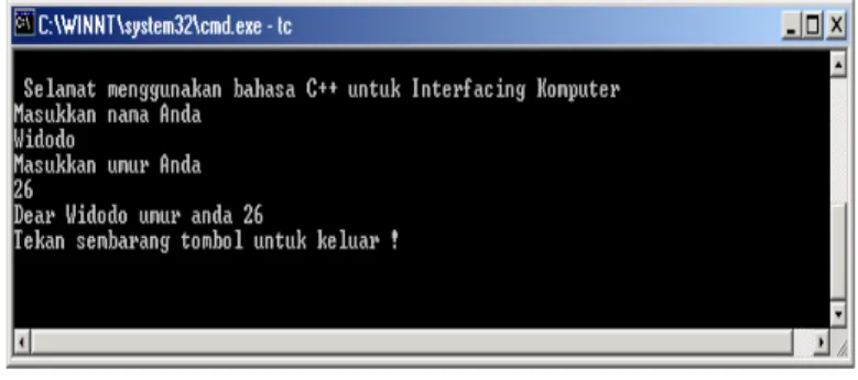Gambar 5.3 Tampilan Program menggunakan C++ 