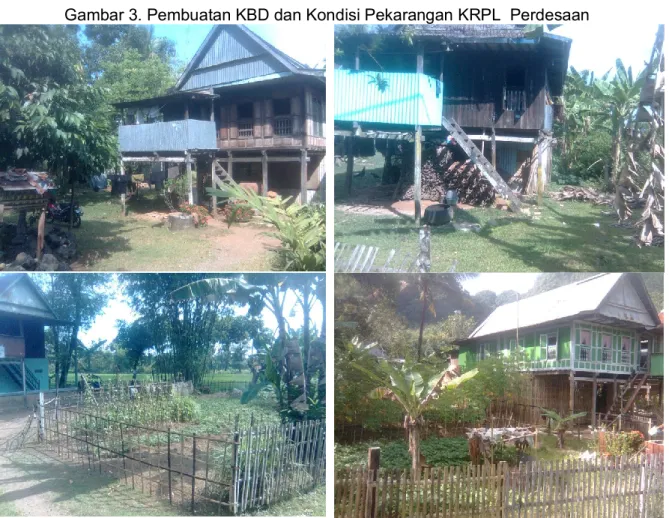 Gambar 3. Pembuatan KBD dan Kondisi Pekarangan KRPL  Perdesaan