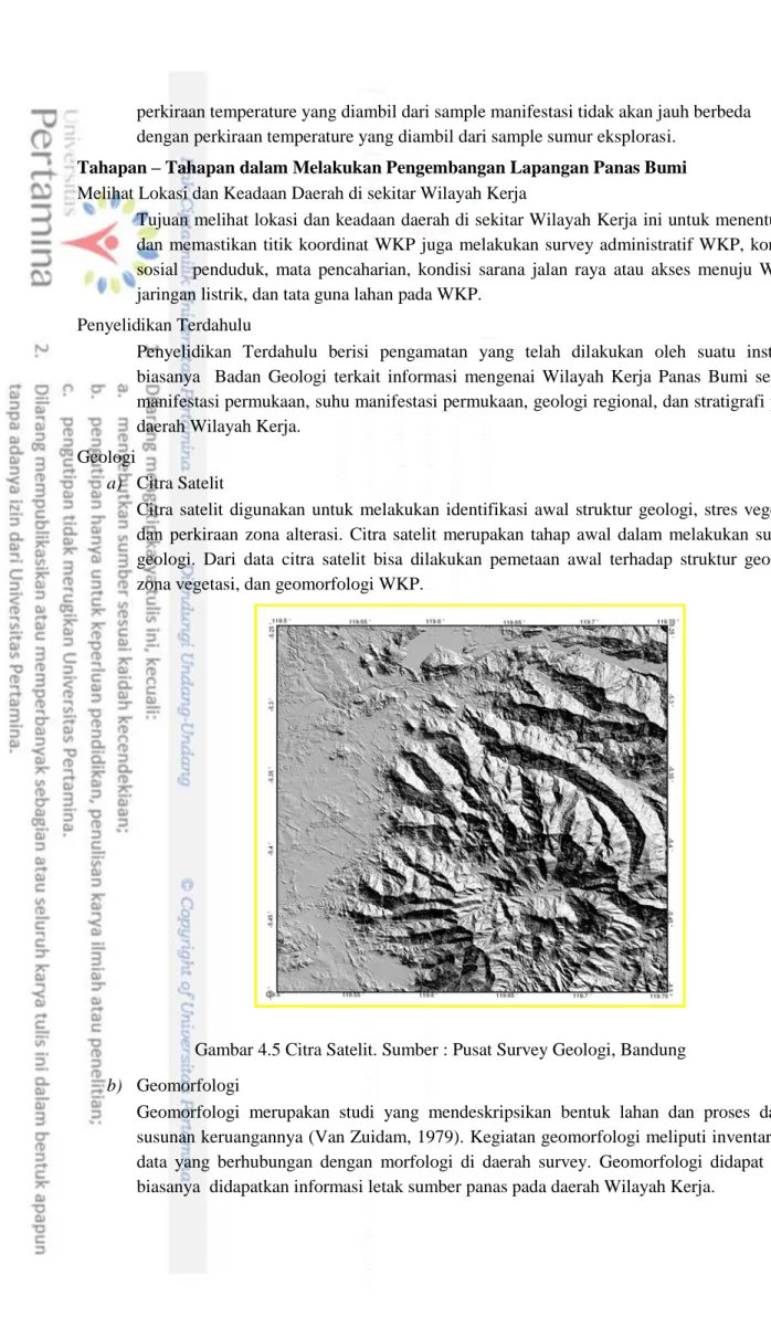 Gambar 4.5 Citra Satelit. Sumber : Pusat Survey Geologi, Bandung  b)  Geomorfologi 