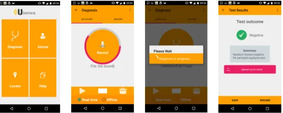 Figure 3: Actual screenshots of the Ubenwa mobile app