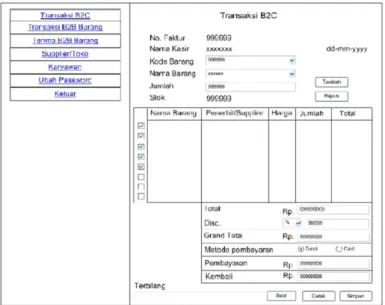 Gambar 2 Rancangan Layar Transaksi B2C  Rancangan Layar Transaksi B2B 