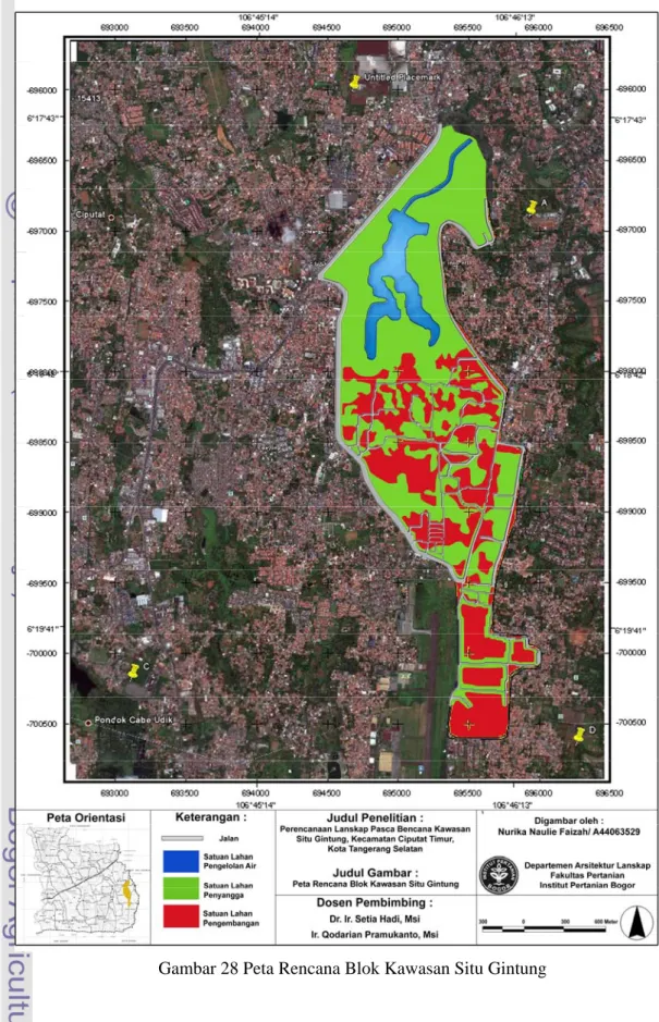 Gambar 28 Peta Rencana Blok Kawasan Situ Gintung 