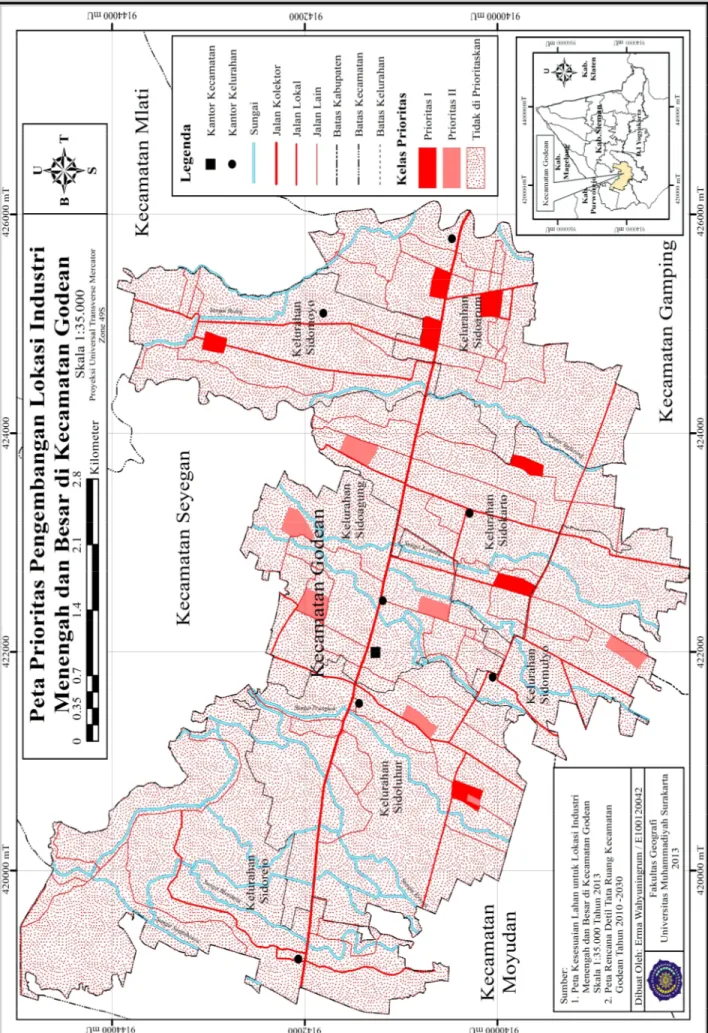 Gambar 2. Peta Prioritas Pengembangan Lokasi Industri Menengah dan Besar di Kecamatan Godean15