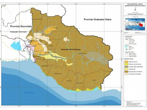 Gambar 1. Peta Bentuk Lahan Kabupaten Bone Bolango Tanah