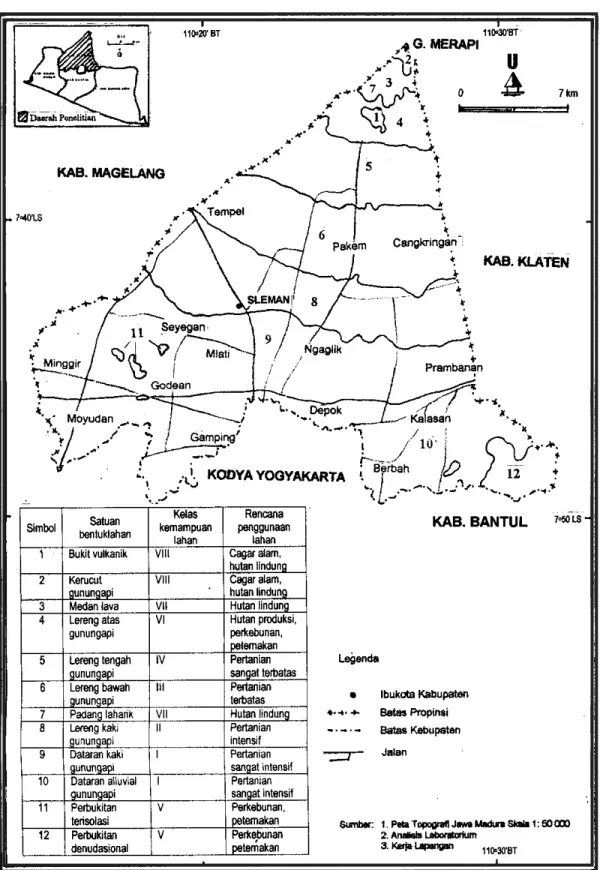 Gambar 2 : Peta Kelas Kemampuan Lahan dan Rencana Penggunaan Lahan di Kabupaten Sleman