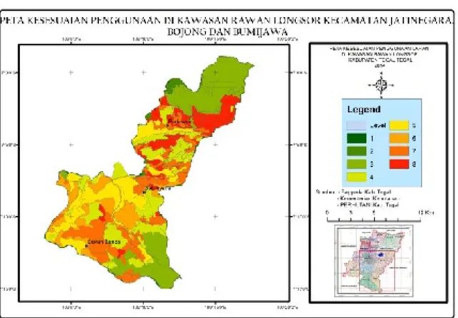 Tabel  4  menunjukkan  bahwa  82,68%  dari  luas  wilayah  pemukiman  di  Kecamatan  Jatinegara,  Bojong  dan  Bumijawa  masuk  dalam  kategori  Rawan  Longsor