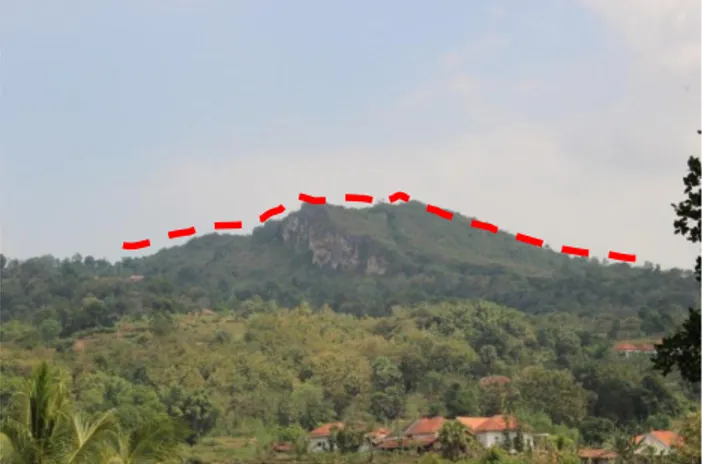 Gambar 12. Gunung Bongagung dan Gunung Paseset  yang Memiliki Litologi yang Sama dengan Gunung Waru