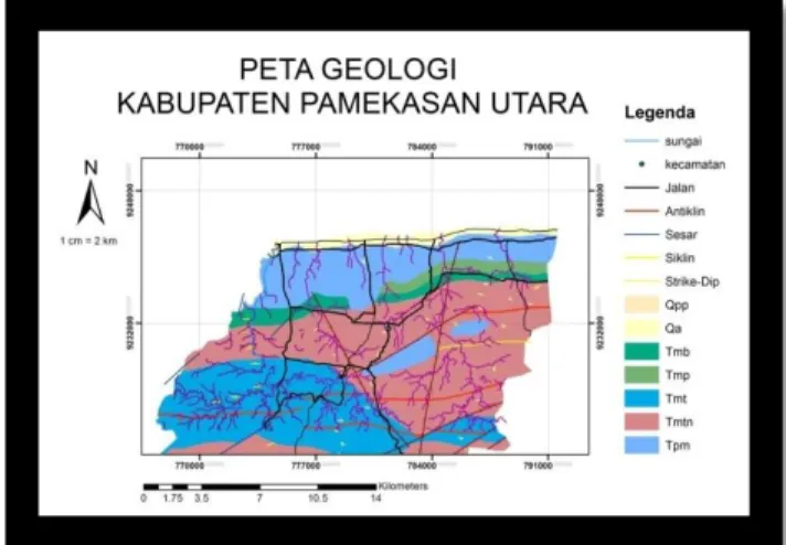 Gambar 8. Statigrafi dari Formasi di Kabupaten  Pamekasan (Sumber: Peta Geologi Dari Pusat Penelitian 