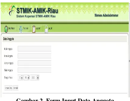 Gambar 1. Form Login pada bagian admin 