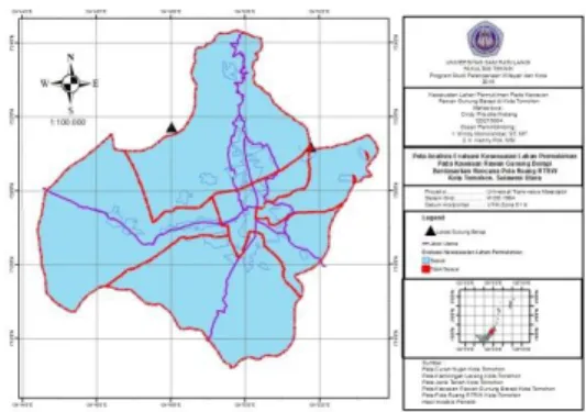 Gambar  12.  Peta  Evaluasi  Kesesuaian  Lahan  Permukiman  Pada  Kawasan  Rawaan Gunung Berapi Kota Tomohon  (Berdasarkan  Peruntukan  kawasan  permukiman  Pada  Rencana  Pola  Ruang  RTRW Kota Tomohon) 