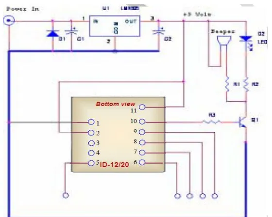 Gambar 2. RFID Reader ID-12 Diagram Circuit [3] 