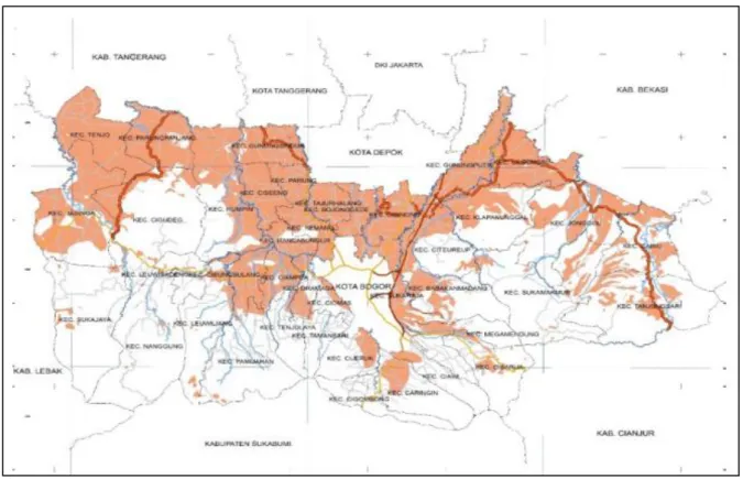 Gambar 5. Arahan lokasi pemanfaatan lahan permukiman berdasarkan kelas kemampuan  permukiman dan kawasan rawan bencana Kabupaten Bogor 