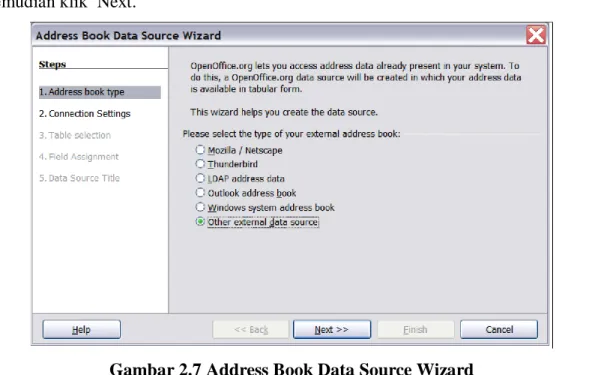 Gambar 2.7 Address Book Data Source Wizard 