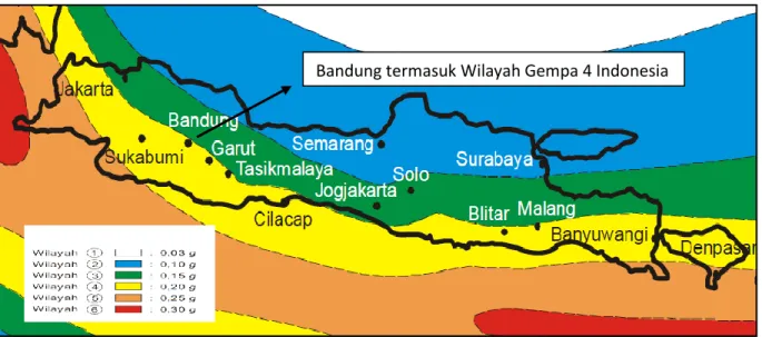 Gambar 1.1. Peta Gempa Indonesia Untuk Wilayah Bandung dan Sekitarnya SNI 1726 - 2002 