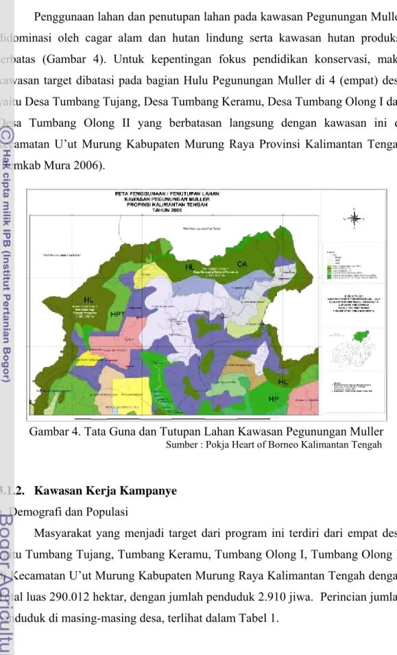 Gambar 4. Tata Guna dan Tutupan Lahan Kawasan Pegunungan Muller                                               Sumber : Pokja Heart of Borneo Kalimantan Tengah 