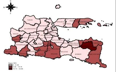 Gambar 4.4 Persebaran Persentase Layanan IMS di Jawa Timur 