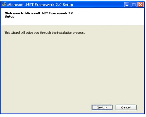 Gambar 4.2 Tampilan awal instalasi .NET Framework 2.0 
