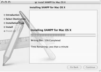 Figure 1-4. Watch the installer’s progress for XAMPP for Mac OS X 