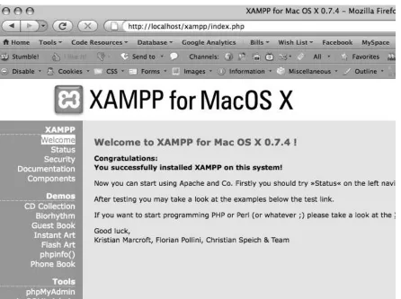 Figure 1-8. Visit the XAMPP homepage at http://localhost  