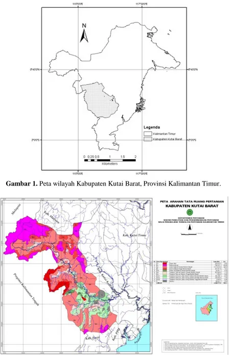 Gambar 1. Peta wilayah Kabupaten Kutai Barat, Provinsi Kalimantan Timur. 